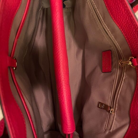 RALPH LAUREN RL Shoulder Bag RLL Red Gold Leather - Picture 14 of 16